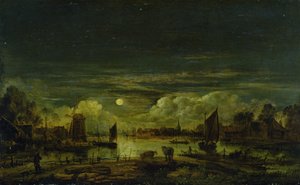 Moonlit Landscape (olie på egetræspanel)